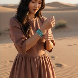 Marlyn Schiff Turquoise Bracelet with Gold Charm